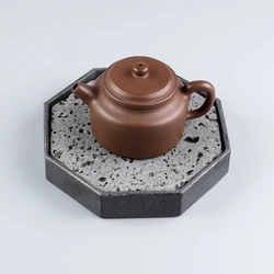 Premium Volcanic Stone Octagonal Tea Tray Separable Water Storage Oriental Zen Home Office Luxury Gift Tea Culture Lovers 15cm