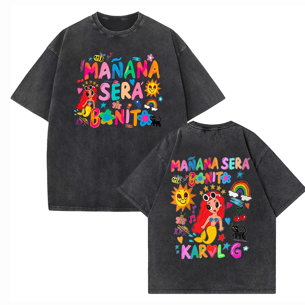 

Karol G Manana Sera Bonito Shirts Harajuku O-Neck Cotton Vintage T-Shirts Fans Gift Tops