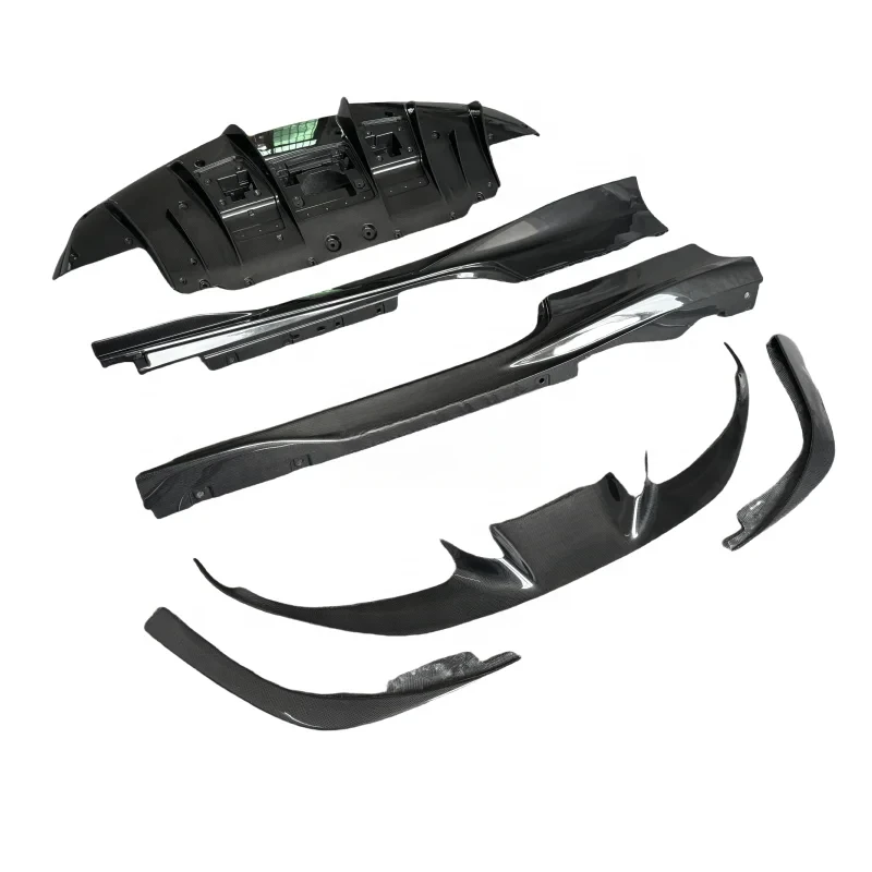 Upgrade OEM Style Carbon Fiber Lip Front Bumper Center Cover Side Skirt Rear Diffuser Bodykit