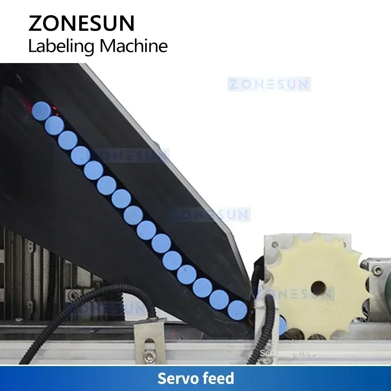 ZONESUN ZS-TBRH100 Automatic Horizontal Lip Balm Tube Labeling Machine with Traying System 100 Bottles/min Precision Labeler