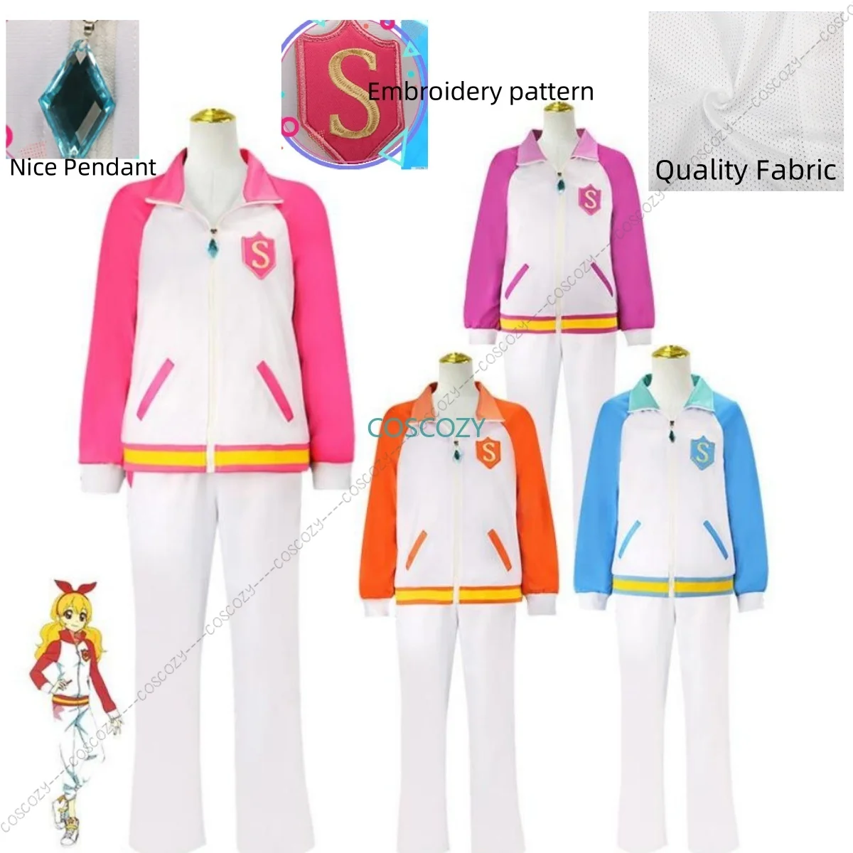 Nijino Yume Nanakura Koharu Sakuraba Sportswear Jacket Anime Cosplay Costume Set Season 1 Training School Uniform Team Uniforms