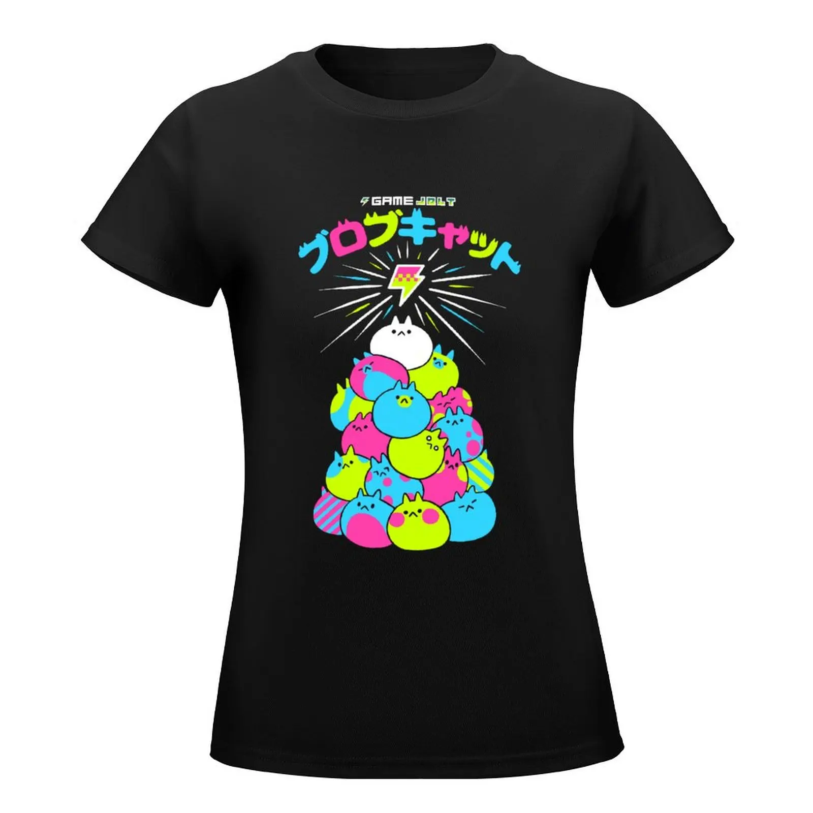 Game Jolt Blob Cat T-Shirt korean fashion anime Short sleeve tee cute clothes cat shirts for Women