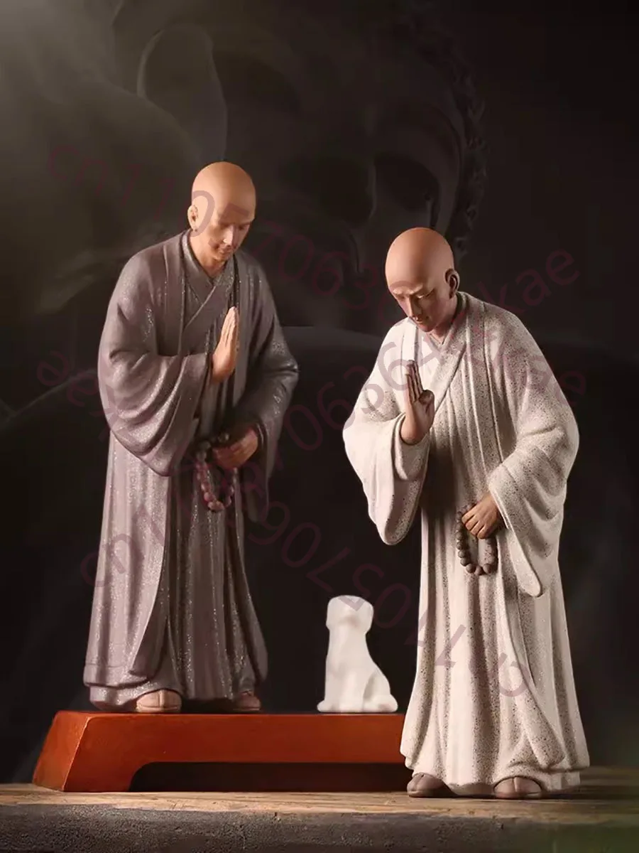 

Буддийская скульптура «Маленький монах Шами» для медитации, керамические фигурки, китайские статуэтки фэншуй для чайной комнаты, для декора, подарок