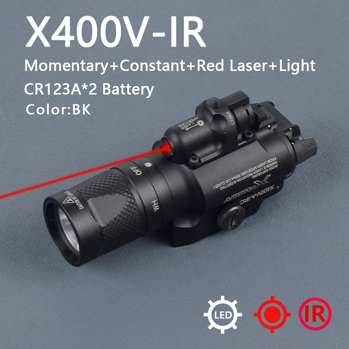 

X400 X400V X400U Ultra Red Green Laser IR Light X300 AR15 Gk 17 LED Flashlight Fit 20mm Rail Aluminum Making Constant Momentary