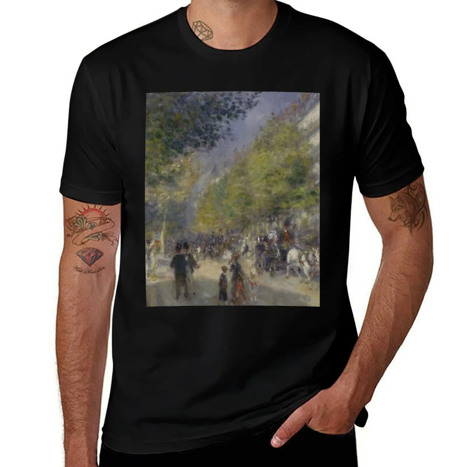 

The Grands Boulevards (1875) by Pierre-Auguste Renoir T-Shirt funny t shirts man man t shirt luxury man t shirts cotton T-shirt
