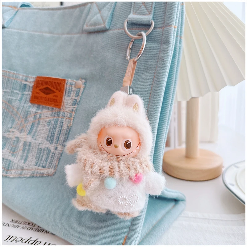 Per V4 mini Labubu Abbigliamento Giocattoli Maglione invernale Sciarpa Set di moda Peluche carino Accessori fai da te Regalo di Natale Nessuna bambola