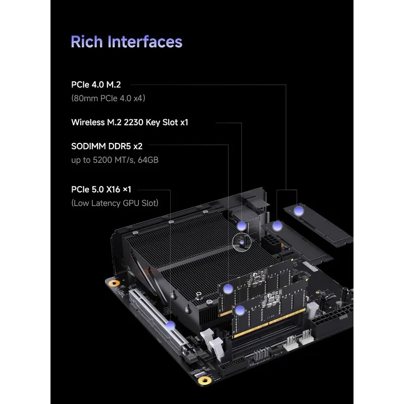 790S7 كمبيوتر ألعاب صغير 9 7940HX (16C/32T) إصدار Barebone Tower Computer، 2x DDR5 Slots، 2x PCIe4.0 SSD، HDM