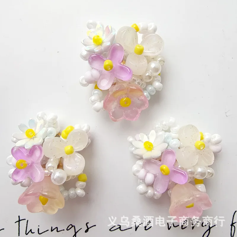 Beaded Hydrangea Flower Cluster Shoe Charms for Clogs Forest Vacation Style Small Unique Garment Embellishment for DIY Beaded