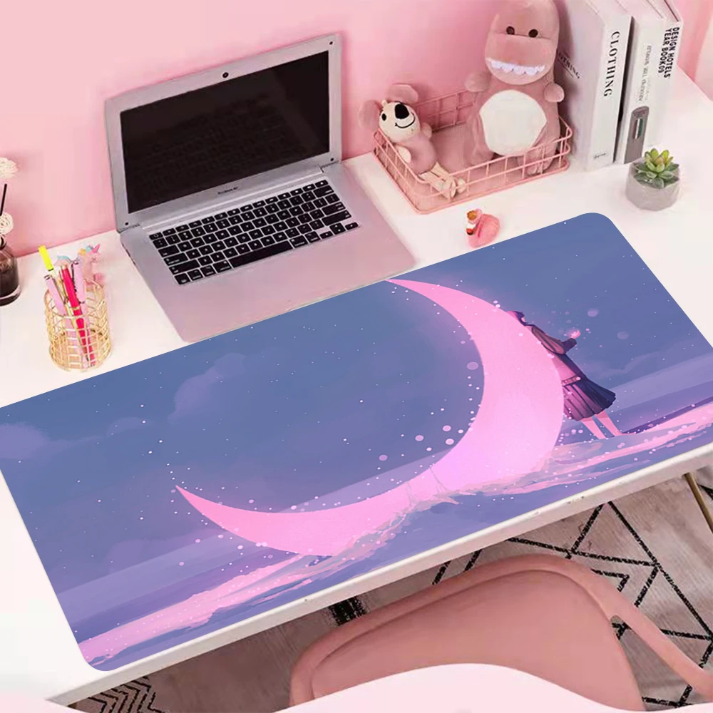 

Cute Moon Locking Edge Mouse Mat Waterproof Mousepads Mouse Mats Desk Pad Mousepad Keyboard Mat Large Natural Rubber Mouse Pad