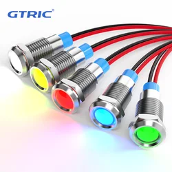 GTRIC-luz indicadora LED de Metal, lámpara de señal de 5 piezas, interruptor de cables piloto de 6/12/24/36/110/220V, conexión de cable rojo, amarillo, azul, verde y blanco