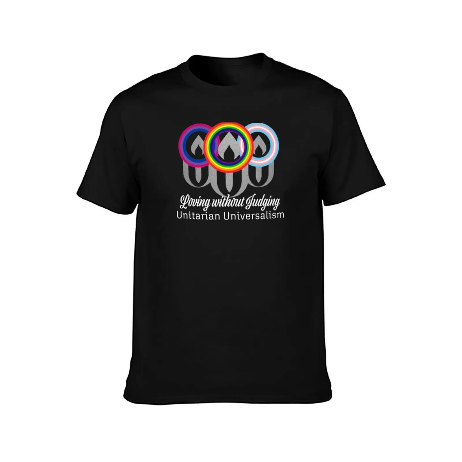 Loving without Judging uu lgbtq chalice T-Shirt Stylish Graphic Short Sleeve Top T-Shirt