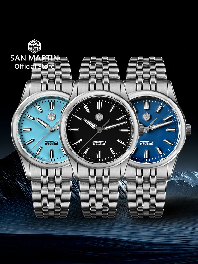 San Martin 36mm Gada Watch Classic Simple Enamel Dial Miyota 90S5 Original Design Dress Men Automatic Mechanical Watches SN0144