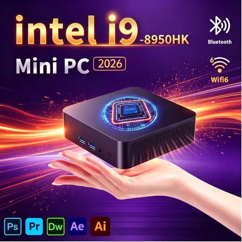 Intel Core i9 8950HK Mini PC, Windows 11, 16GB DDR4 RAM, 1TB SSD, WiFi 6 BT5.2, 4K HD Output, Gaming & Office Desktop Computer