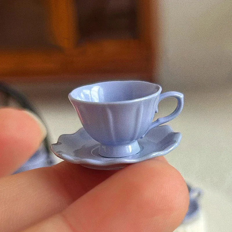 1 Uds. Casa de muñecas en miniatura, taza de café Retro francesa, modelo de placa, muebles de cocina, accesorios para decoración de casa de muñecas, juguetes para juego de imitación