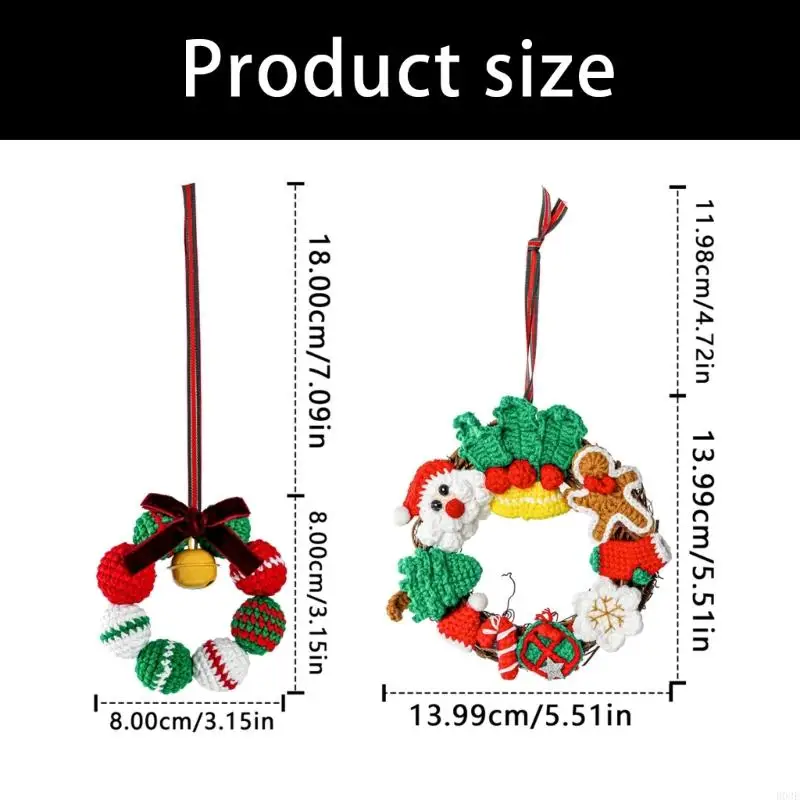 木製アクセント付きサンタ ニット リース 耐久性のあるホリデー オーナメント ニット サンタ デコレーション 季節の装飾用 B03E