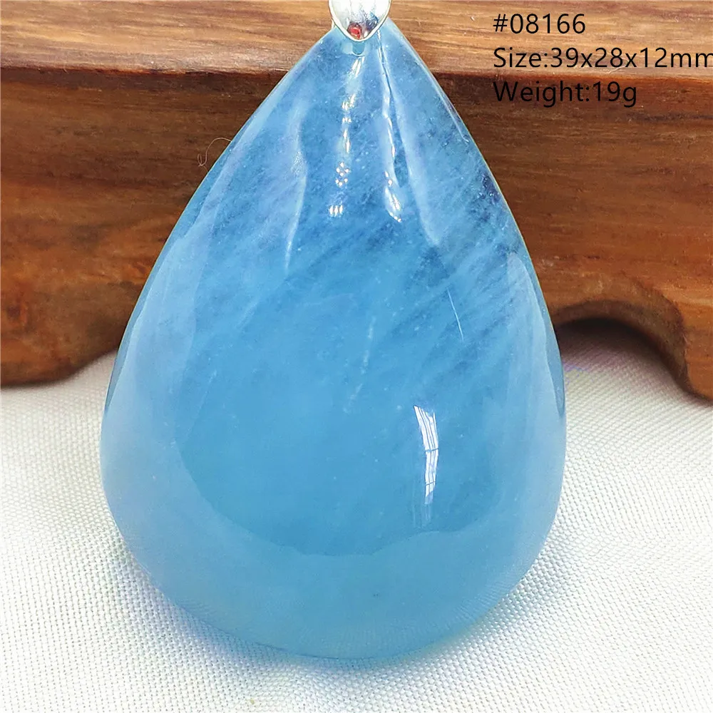 Natural Blue Aquamarine Clear Bead Pendant Necklace Water Drop Women Men Brazil Best Gift Jewelry Healing Stone AAAAAA