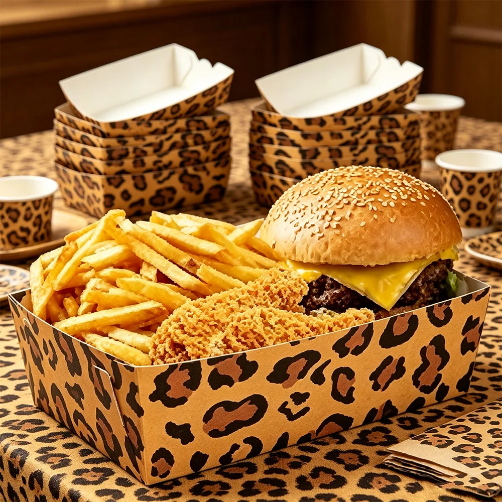 12-100pcs Leopard Print Dispos - Food Day Snacks ulasan dan harga