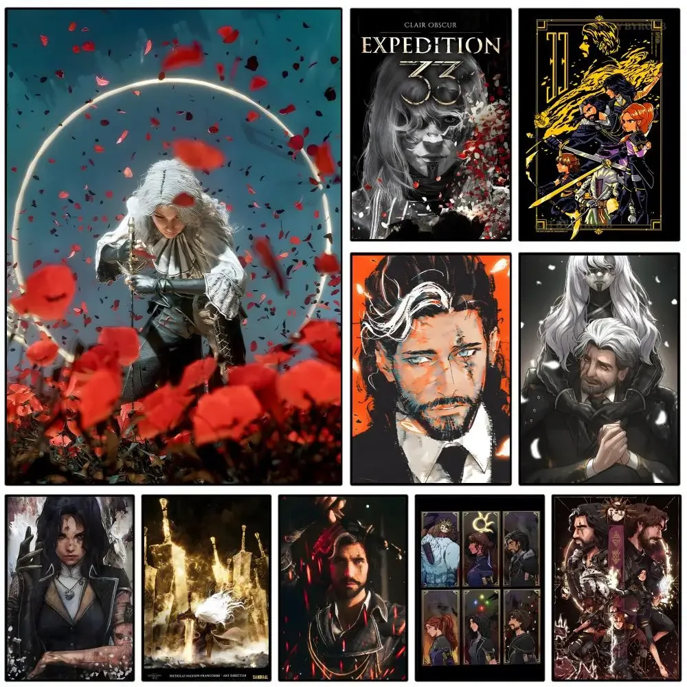 Vedio Game C-Clair O-Obscur E-Expedition 33 Poster Self-adhesive Art Waterproof Paper Sticker Coffee House Wall Decor