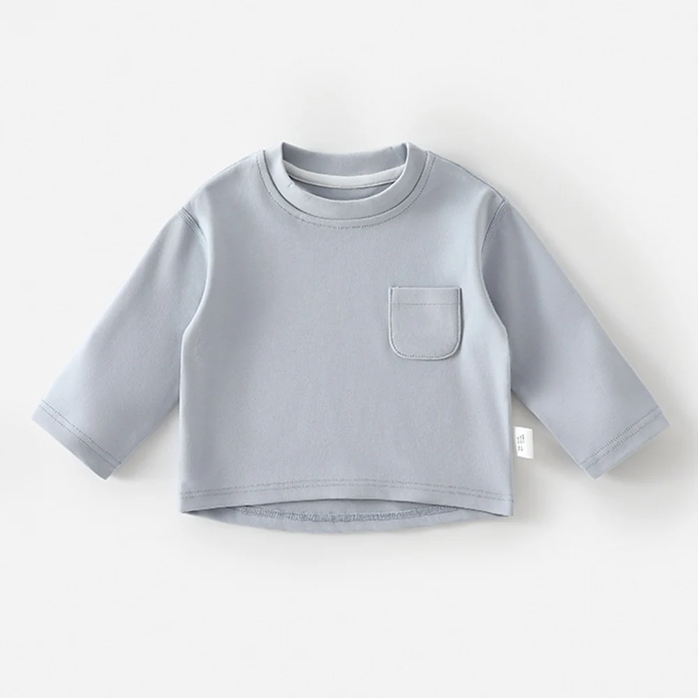 Baby Boy Tshirts Long Sleeve Cotton Spring Autumn New Arrival Infant Girls Tops Unisex Baby Solid Color Tee