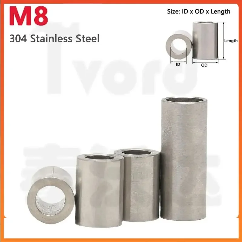 

M8 304 Stainless Steel Bushing Washer Round Hollow Unthreaded Standoff Spacer Gasket Sleeve Length 2 3 4 5 6 7 8-40mm