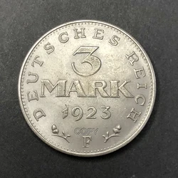 German 1923 3 Mark copper coin, European replica commemorative coin, collectible medal, home decoration, Christmas gift