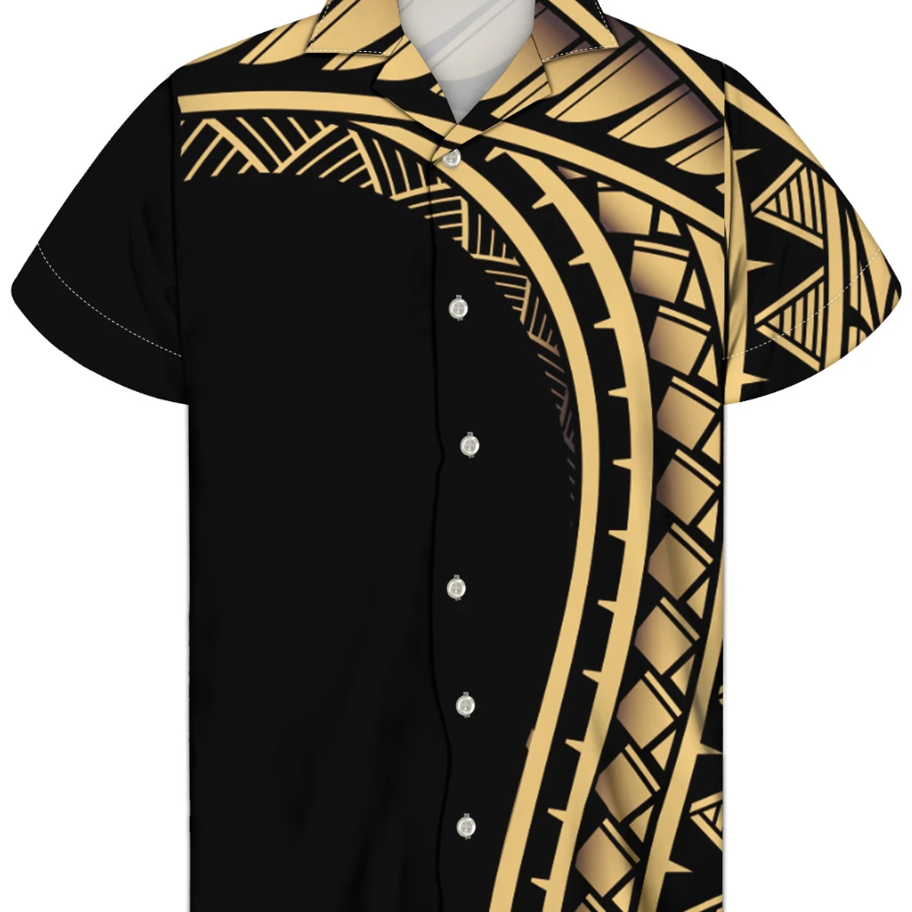 Men\'s Casual T-Shirts Cheap Shirts Gold Stripes 3D Print Street Fashion High Quality Polynesian Culture Oversized Shirts