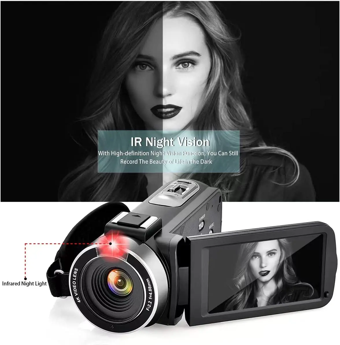 

56MP Video Camera Camcorder for Youtube 4K Touch Screen Night Vision HD Recorder WiFi Webcam Vlogging Photography Digital Camera