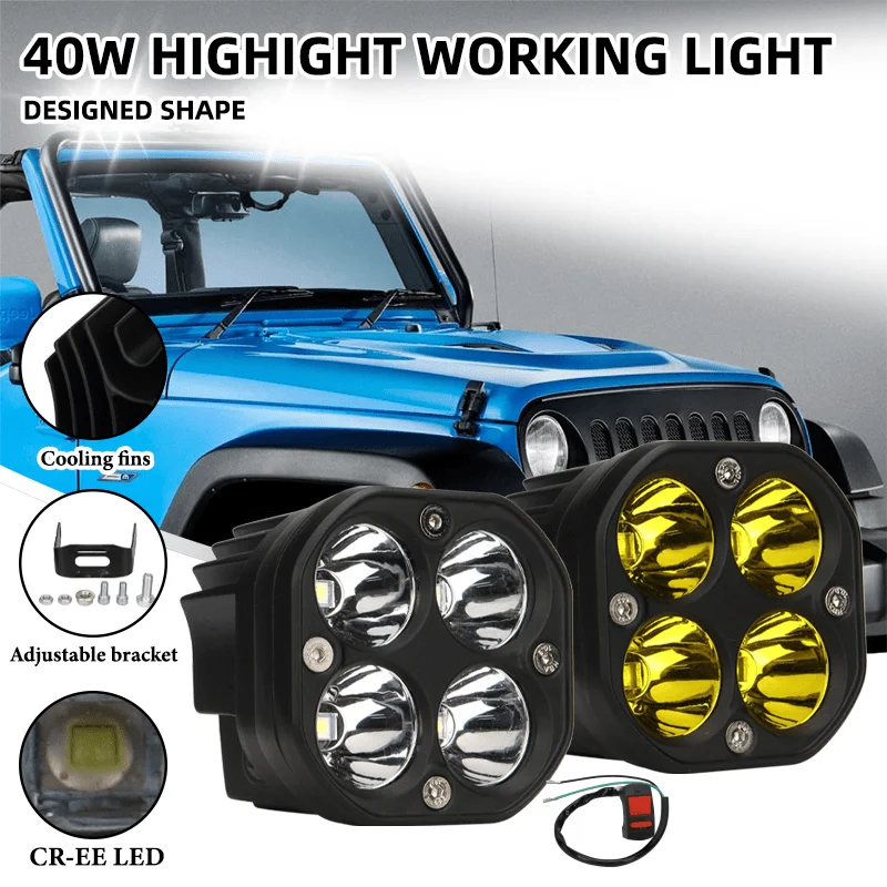 3 Inch 40W Led Spot Work Lights Fog Lights Motorcycle Driving Offroad 4X4 4WD Led Spotlight For Car Tractors Truck UTV ATV SUV