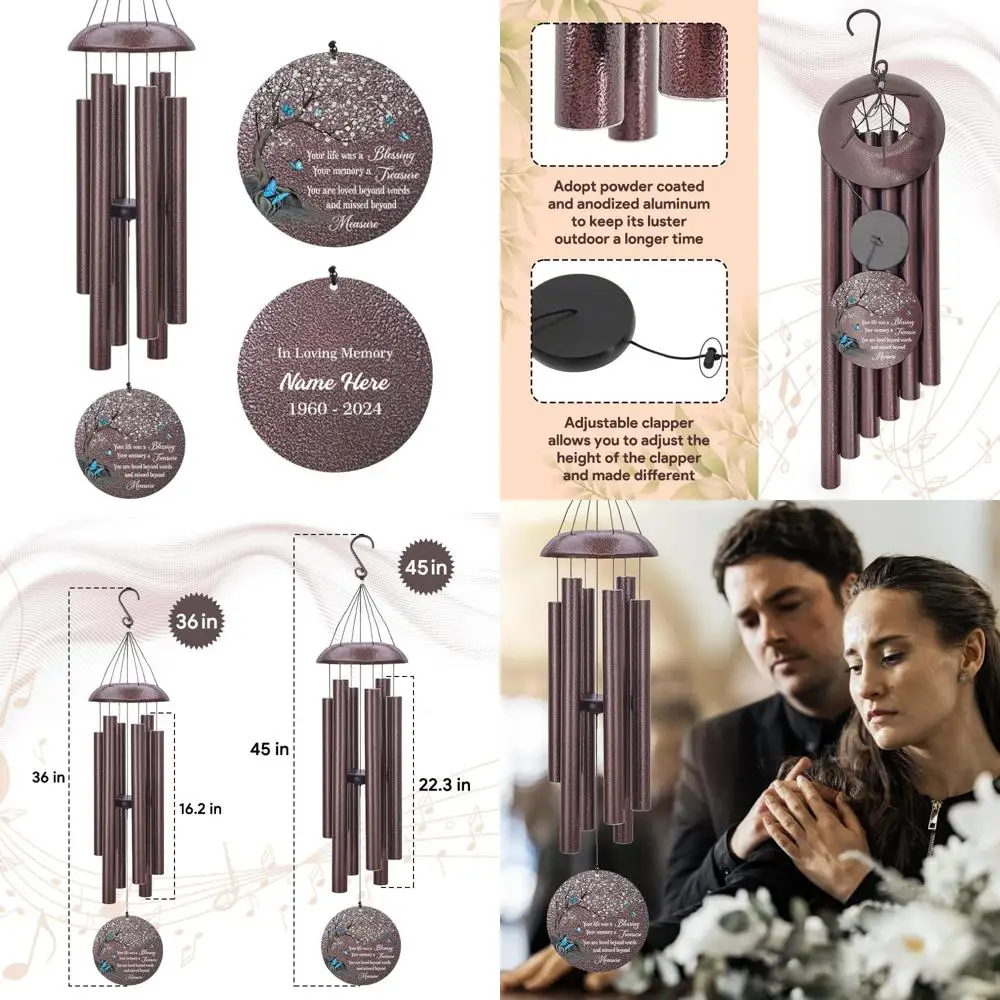 

honor your beloved parents with a blue butterfly memorial wind chime