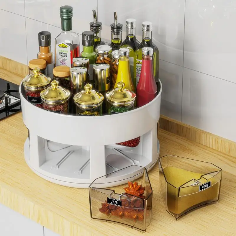 boite-a-Epices-rotative-de-cuisine-rangement-integre-multi-compartiments-pour-assaisonnements-support-de-comptoir-pour-bouteilles-d'huile-de-sel-et-de-sauce-style-nordique-en-plastique