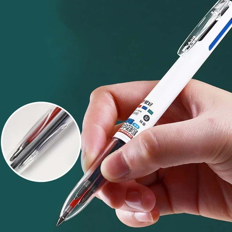 2+16pcs 4 In 1 Multicolor Ballpoint Pen Colored Retractable Gel Pen Black/Blue/Green/Red Ink School Writing Supplies Stationery