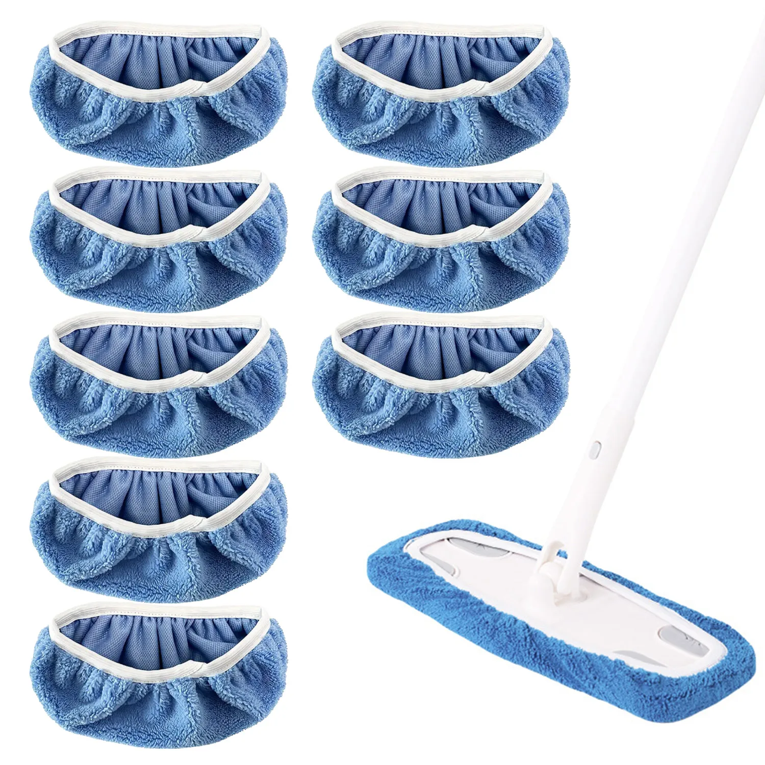 Fleece/Microfiber Thickened Elastic Band Flat Mop Cloth Coral Replacement Rotary Mop Cleaning Pad For Bathroom