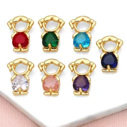 OCESRIO Multicolor Heart Crystal Little Girl Pendant for Necklaces Copper Gold Plated Handmade Jewelry Making Supplies pdtb614