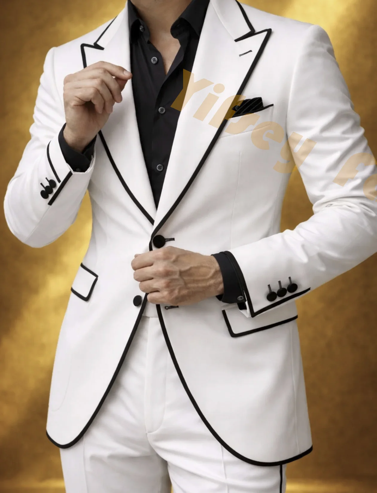 

Черно-белый костюм-двойка: пиджак и брюки, мужской комплект для свадьбы, повседневной носки, вечеринок, 2 предмета