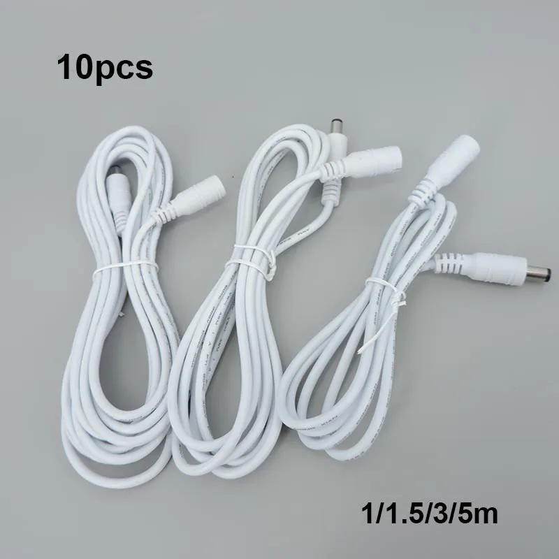 10x 1/1.5/3/5m white DC 5.5x2.1mm male to female jack Power supply connector Cable Extension Cord Adapter Plug 12V 22awg 3A L1