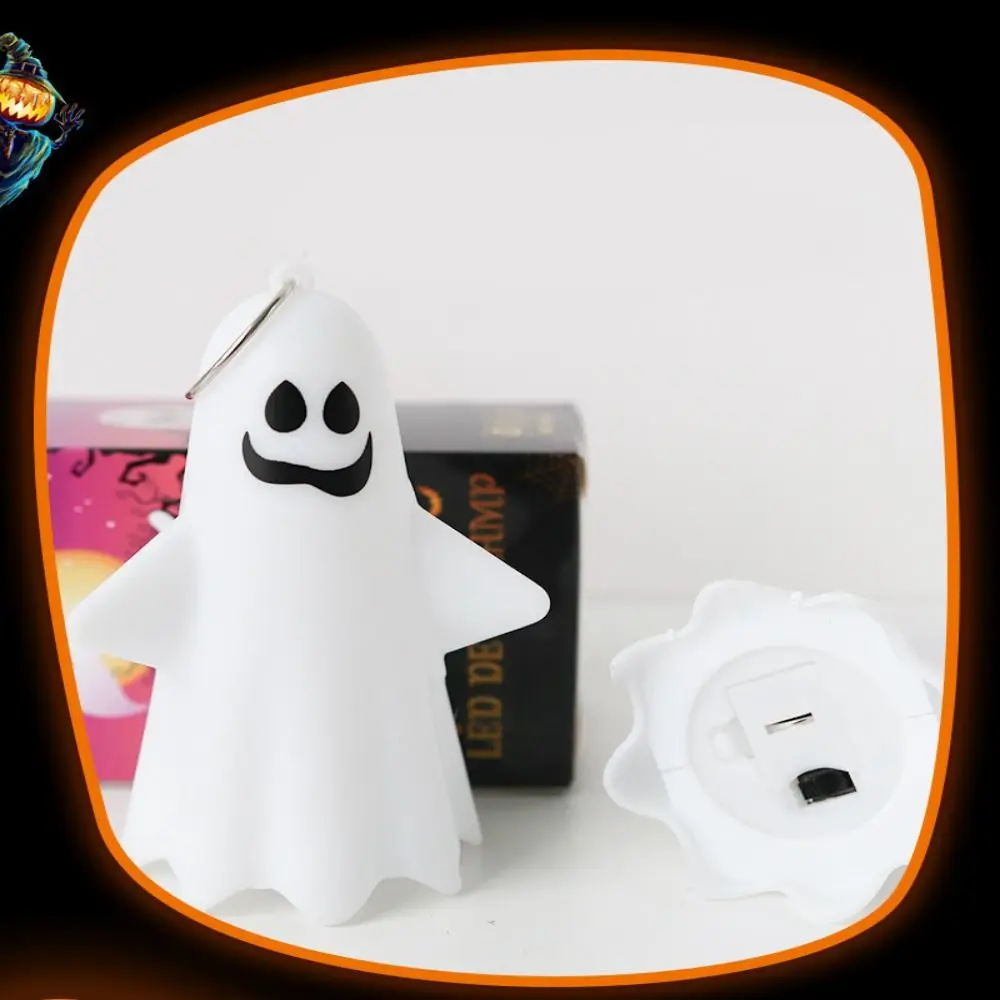 Props Pumpkin Lantern Cartoon Figure Plastic Halloween LED Light Solid Color with Button Cell Ghost Pendant Home Decorations