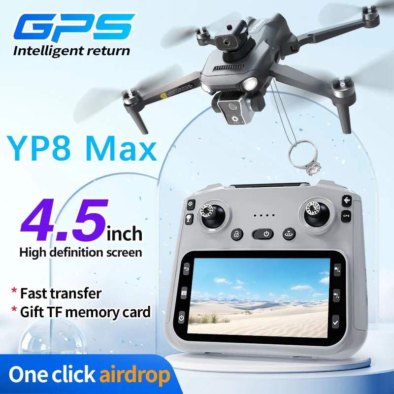 

YP8Max Лазерное предотвращение препятствий Панорамная съемка 5G GPS-позиционирование Оптическое позиционирование потока Дистанционное управление Устройство Airdrop Дрон