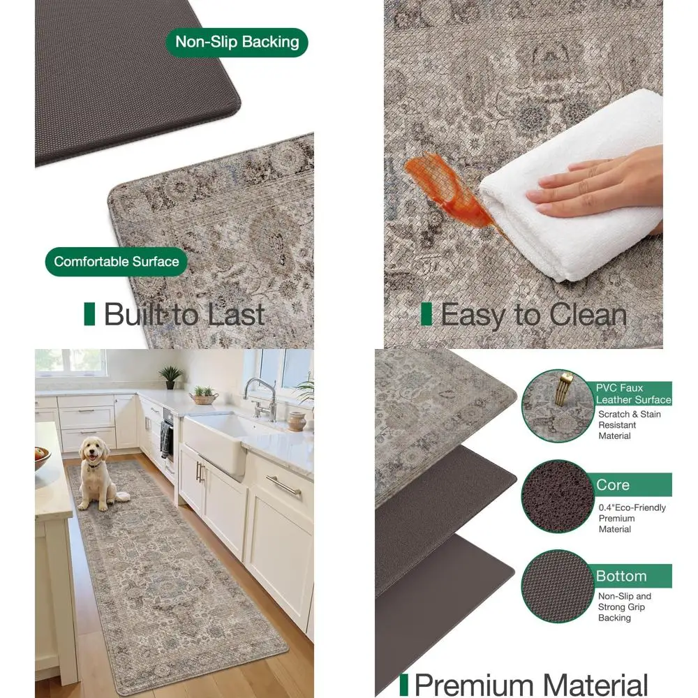 

Anti-Fatigue Memory Foam Kitchen Mat, Washable Cushioned Rug, Non-Slip Floor Runner for Home, Sink, Laundry, Office, 24x87, Taup