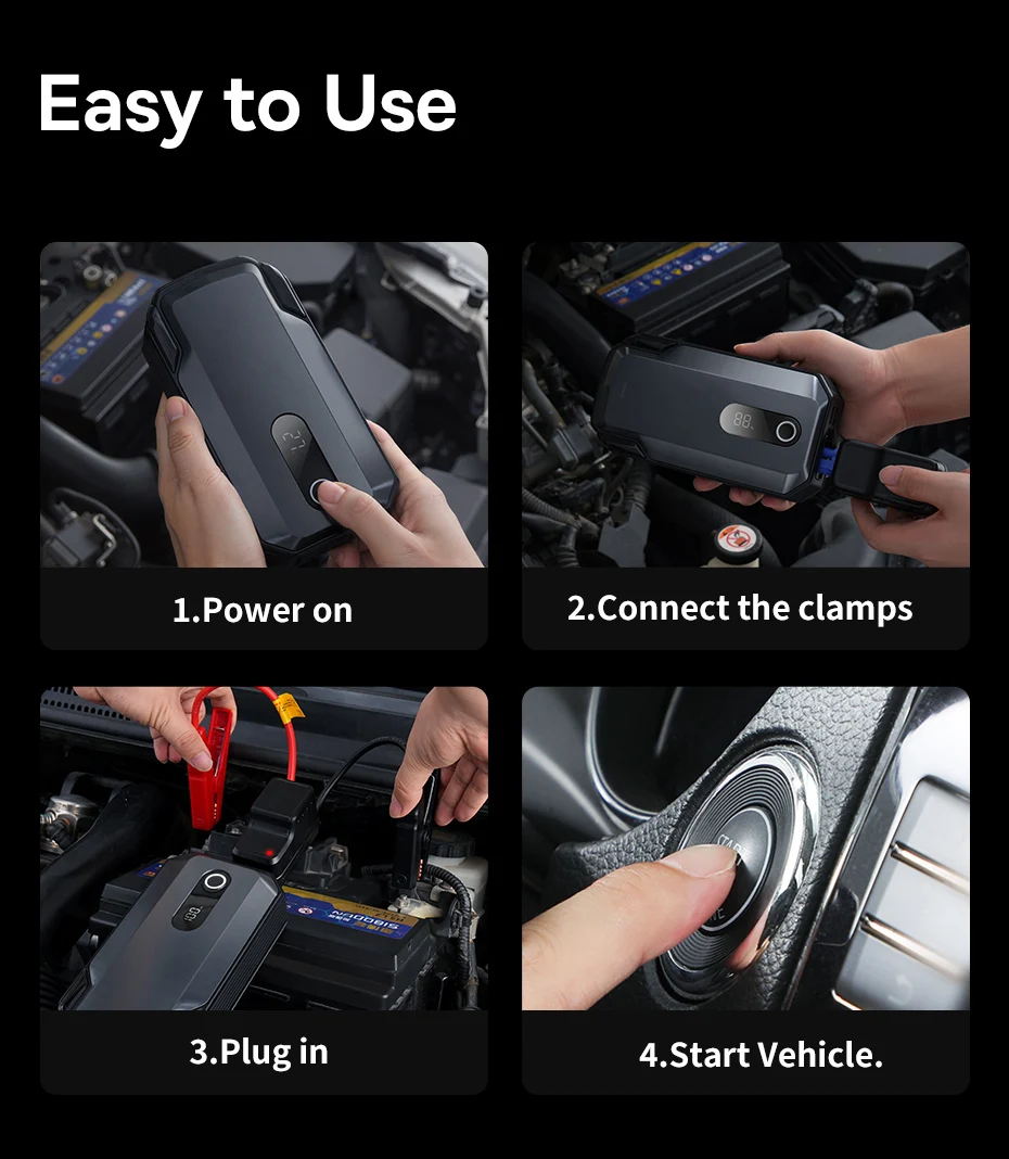 Baseus 2000A Auto-Starthilfe Powerbank 20000mAh 12V Notfall-Batterie-Booster für Benzin- und Dieselmotoren – Detail 9