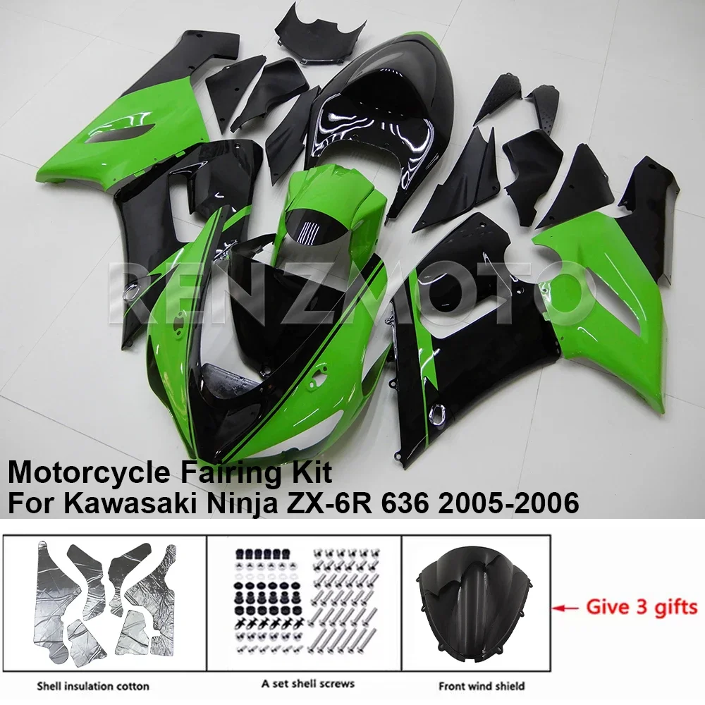 For Kawasaki Ninja ZX-6R 636 2005-06 Fairing Motorcycle Set Body Kit Decoration Plastic Guard Plate Accessories Shell K0605-105a