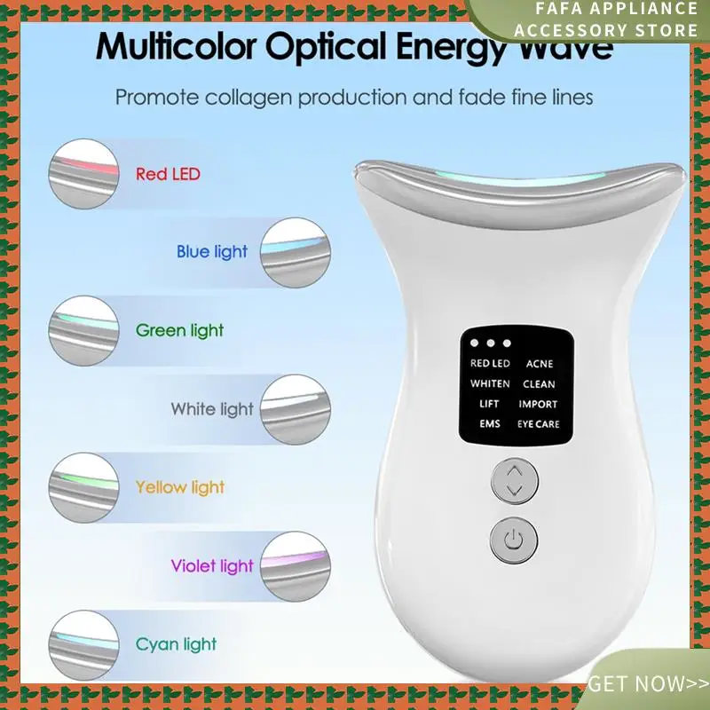 

EMS IPL Neck Lifting And Tighten Massager Electric Microcurrent Wrinkle Remover 7 Colors LED Photon Face Beauty Device