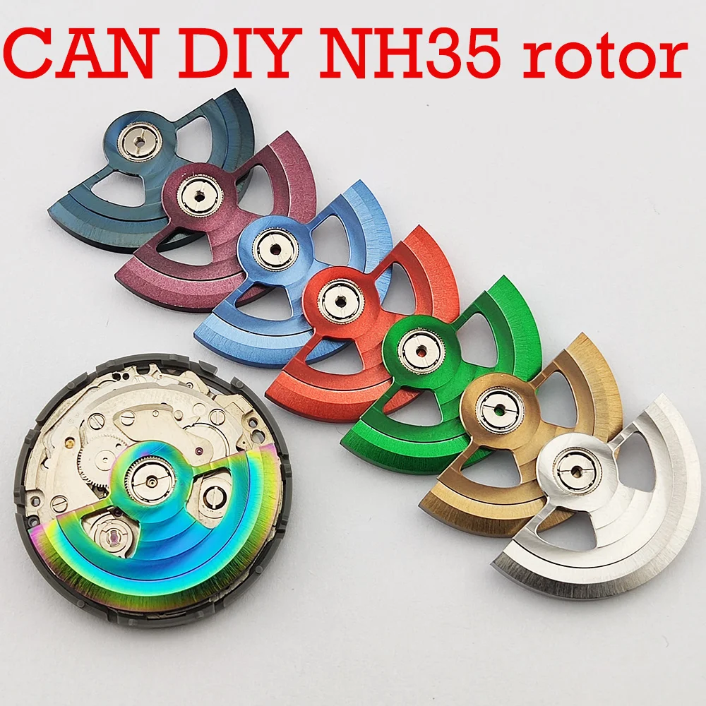 دوارات NH35 Mod NH دوارات الوزن المتأرجحة تناسب NH34 NH35 NH36 حركة ميكانيكية أزرق/ذهبي/أسود/فضي/ذهبي وردي مخصص