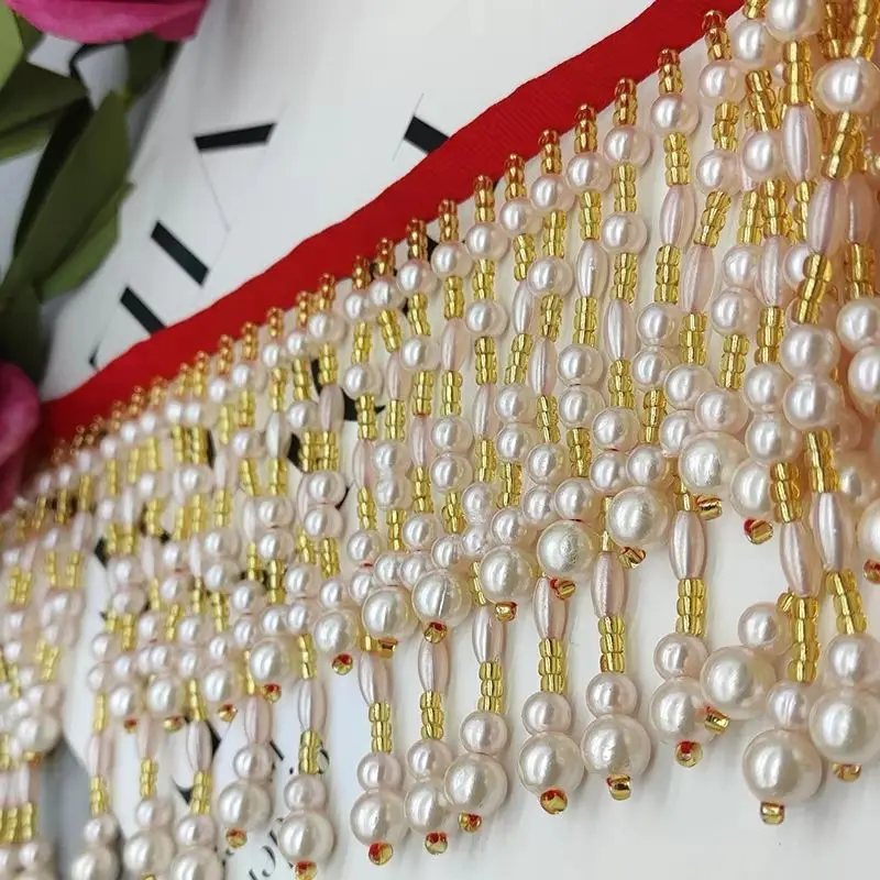 

10cm Wide Pearl Beads Beaded Fringe, Fashion Dress Costume Boutique Handbag Pearl Fringe, Lampshade Fringe