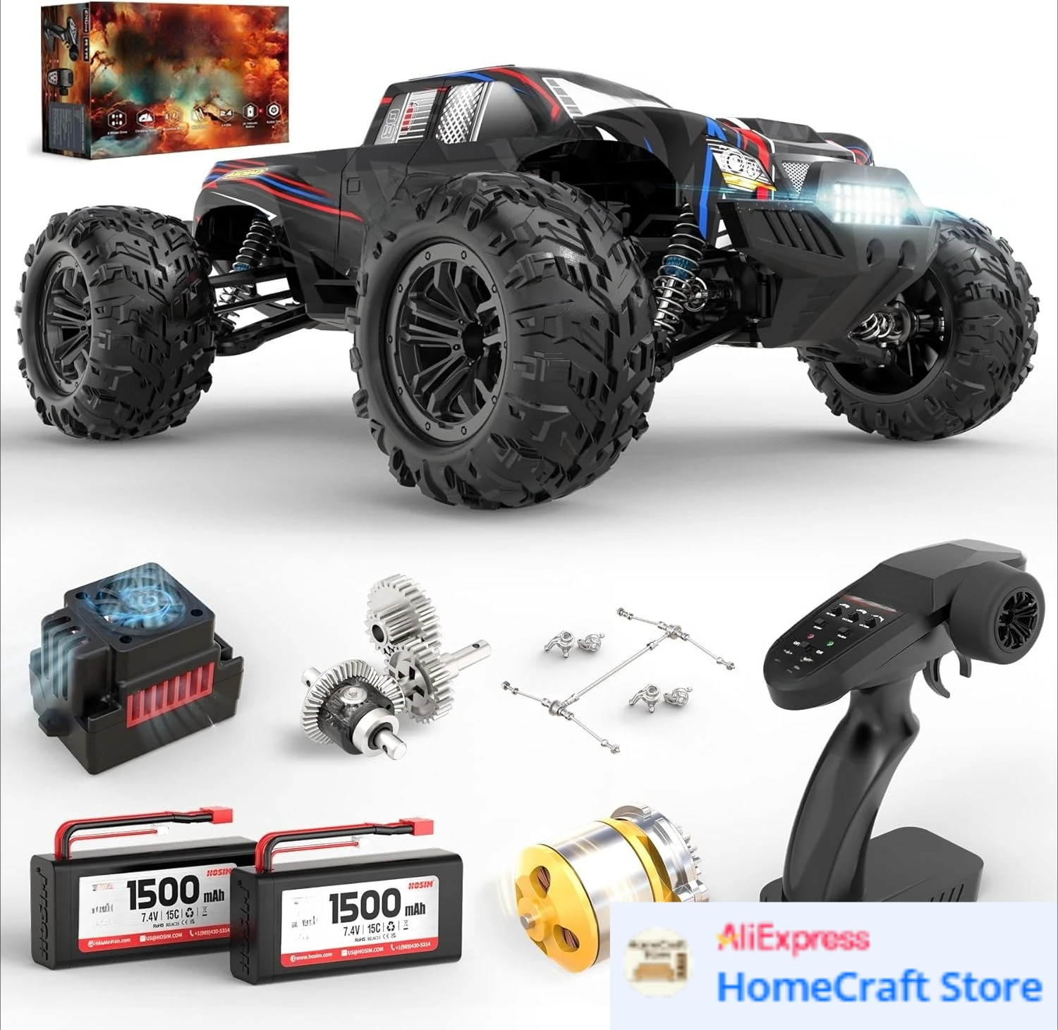 

1:10 Brushless RC Cars for Adults & Boys, 60+ KMH Big Remote Control Car, 4x4 Off Road Monster Truck