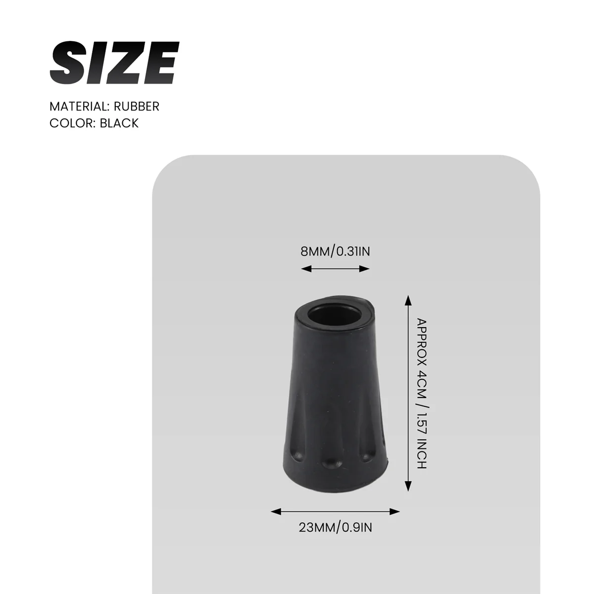 4 ชิ้นเปลี่ยนเคล็ดลับยาง End สําหรับเดินป่า Stick เดิน Trekking Poles 4 ซม