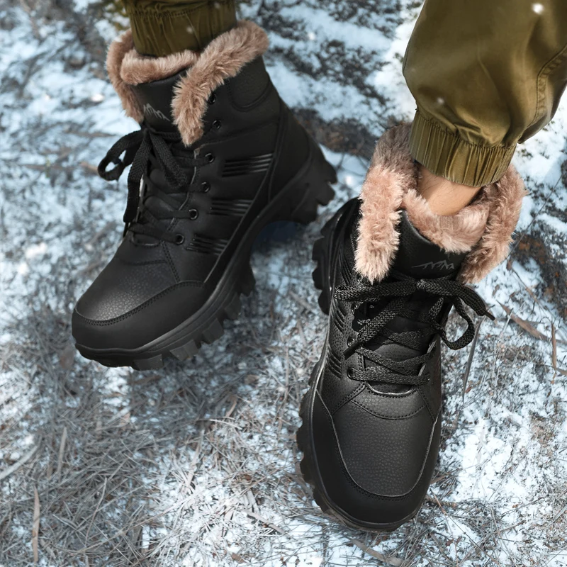 

Winter Snow Boots Men Outdoor Shoes Thick-soled Anti-slip High-top Ankle Boots Men Warm Comfortable Faux Fur Casual Shoes Men