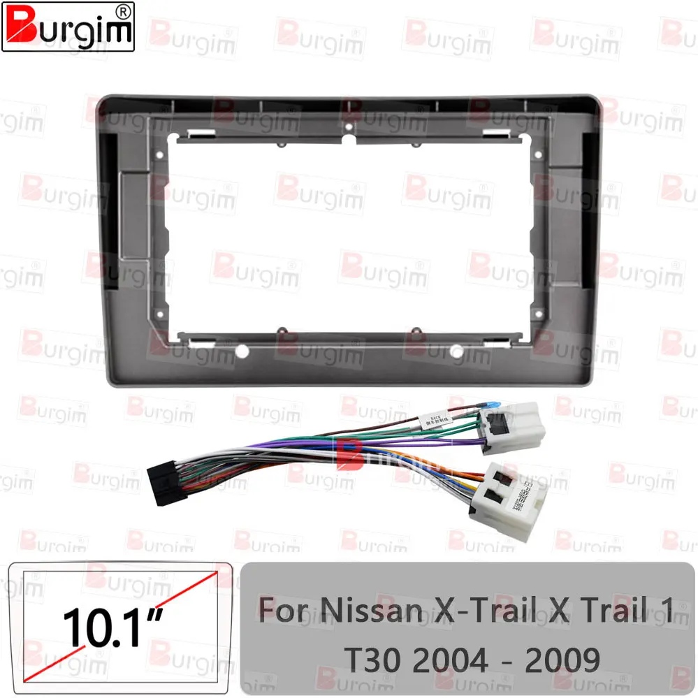 Cornice stereo radio doppio Din per X-Trail T30 2003-2007 Materiale ABS grigio (Con cavo di alimentazione Cornice stereo radio doppio Din per X-Trail T30 2003-2007 Materiale ABS grigio (Con cavo di alimentazione