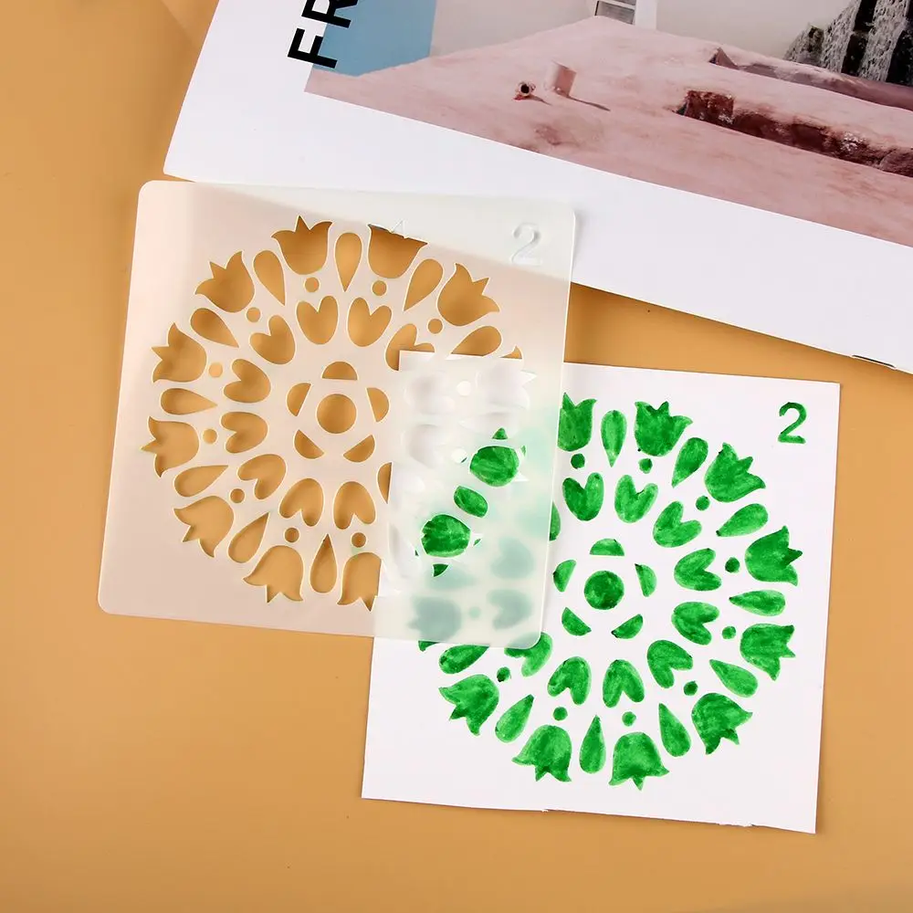 Stempel Panas DIY Album Kerajinan Dekoratif Mandala Tambahan Layering Stensil Lukisan Templat Buku Tempel