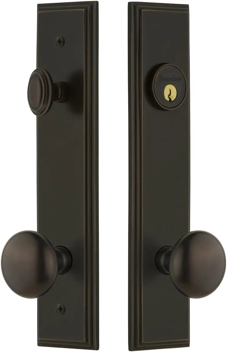 Hardware 840167 Carre' Tall Plate Complete Entry Set With Fifth Avenue Knob, Backset Size - 2.75