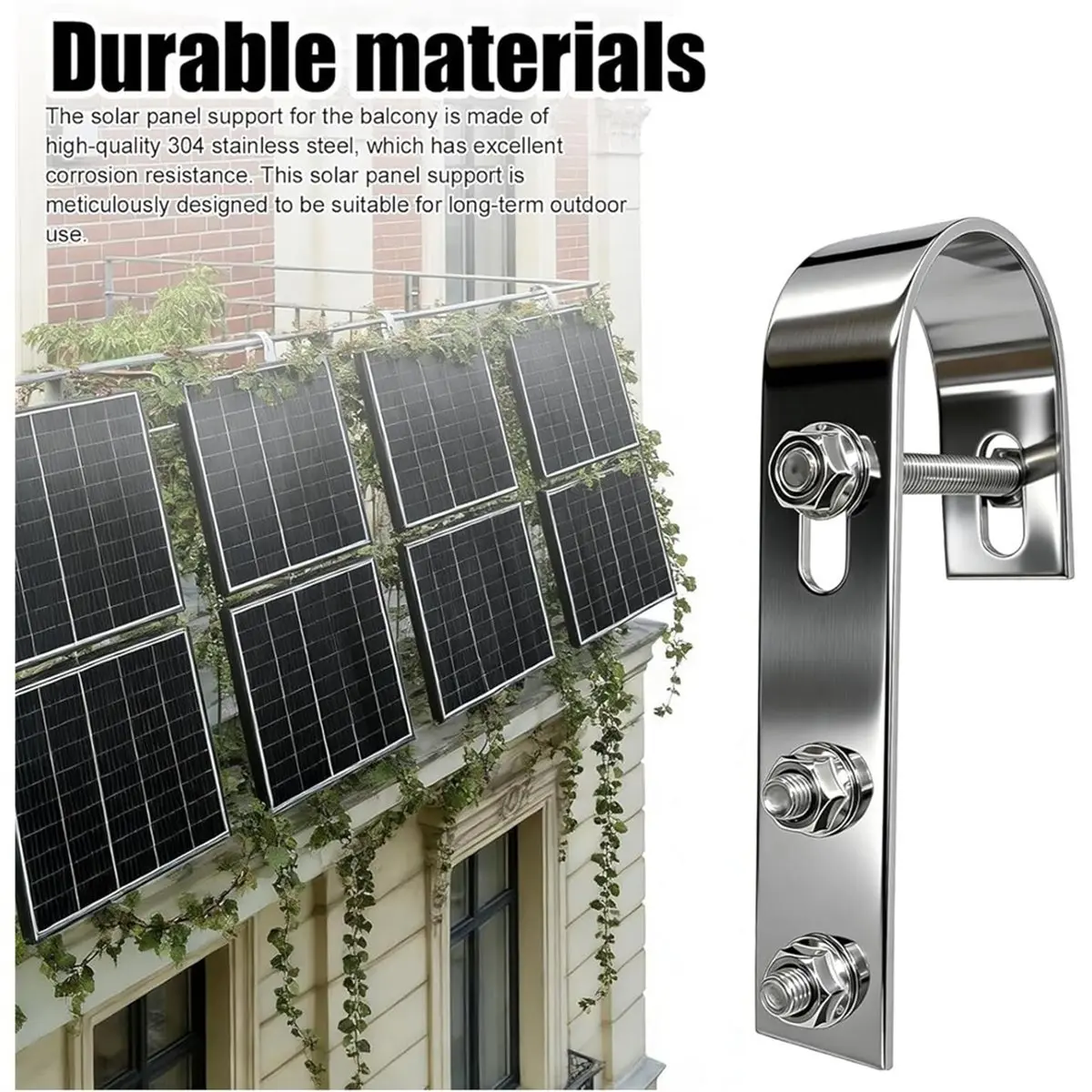 Balcony Power Plant Mounting Hooks,4 Pc Stainless Steel,Suitable for PV Modules on Balconies,Balcony Railings,Flat Roofs